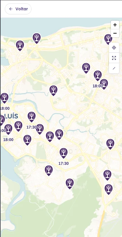 Mapa do Meu Sacramento com igrejas próximas